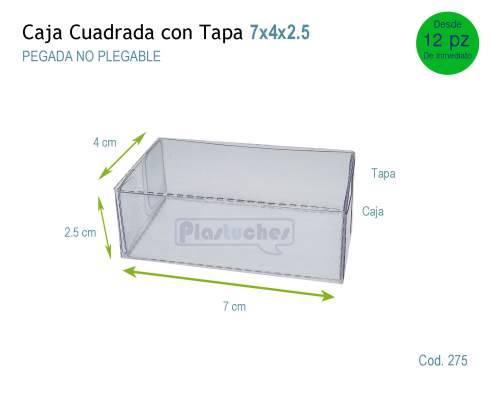 <b> Caja Cuadrada con Tapa de 7x4x2.5cm. </b> 