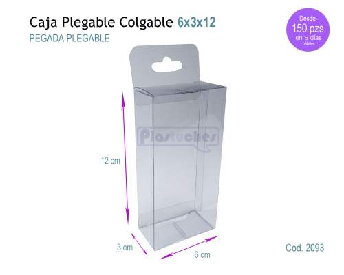 <b> Caja Plegable Colgable de 6x3x12cm. </b> 