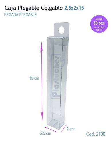 <b> Caja Plegable Colgable de 2.5x2x15cm. </b> 