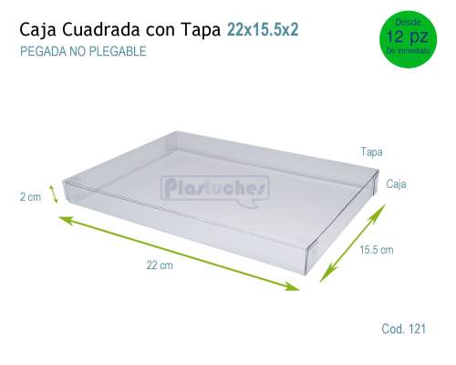 <b> Caja Cuadrada con Tapa de 22x15.5x2cm. </b> 