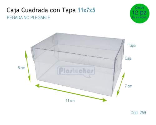 <b> Caja Cuadrada con Tapa de 11x7x5cm. </b> 